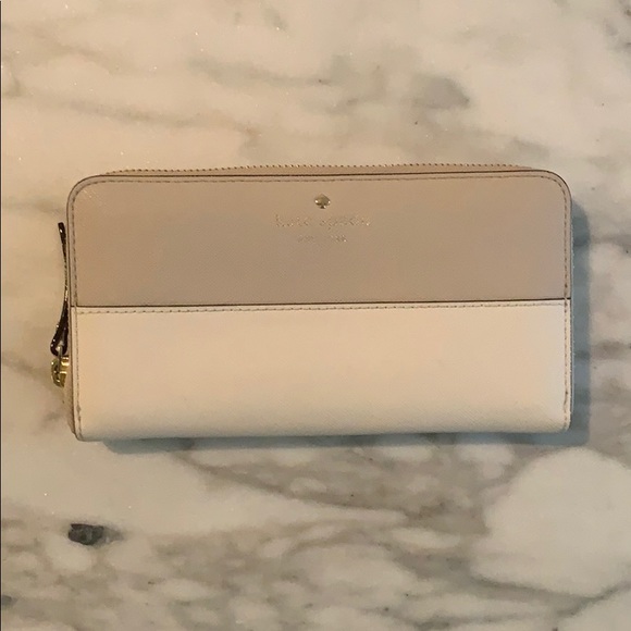 kate spade Handbags - White and taupe Kate Spade wallet